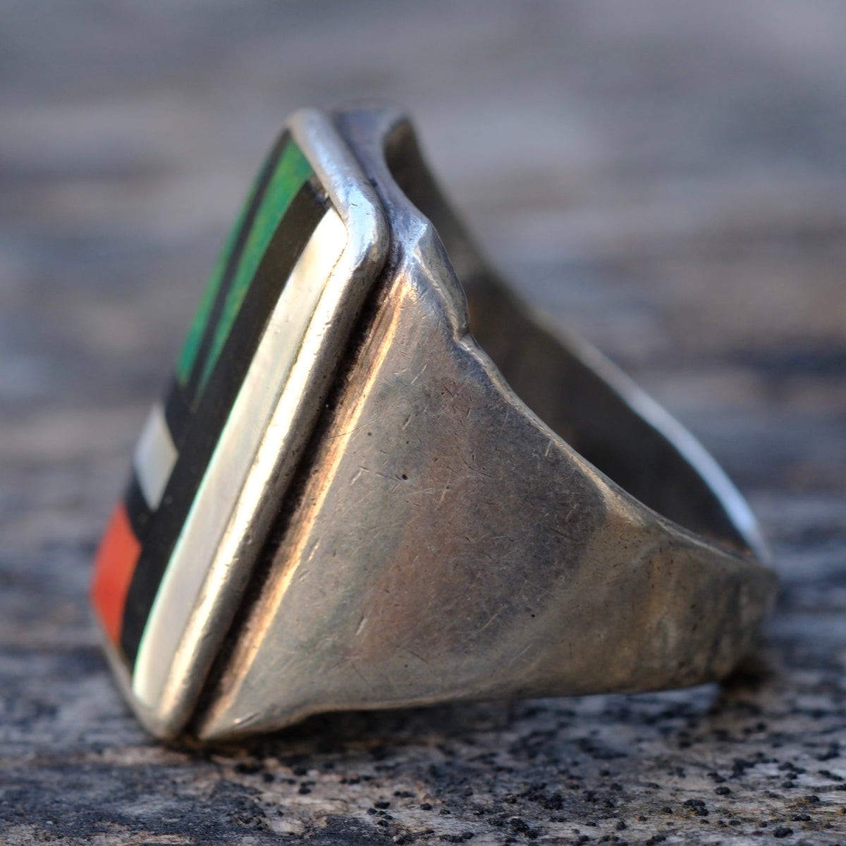 Vintage Sterling Zuni Inlay Ring 11