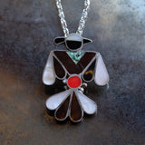 HUGE Vintage Sterling Thunderbird Inlay Necklace