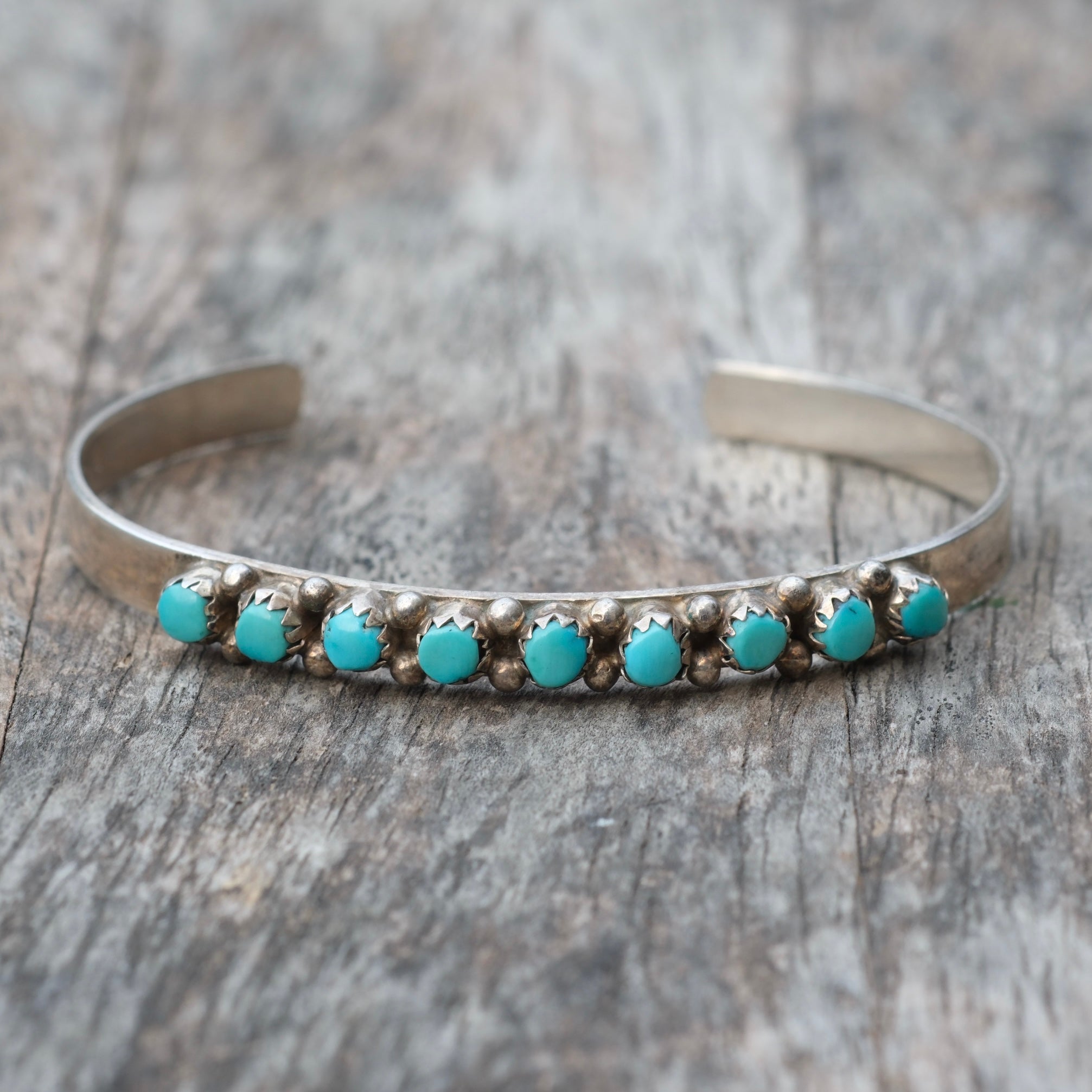 Vintage Sterling Snake Eye Turquoise Cuff Bracelet