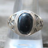 1980's Vintage Sterling Hematite Stamped Arrows Ring