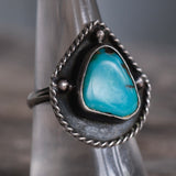 Vintage Sterling Turquoise Roper Ring 8