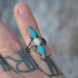 Vintage Sterling Turquoise and Mother Of Pearl Ring 5