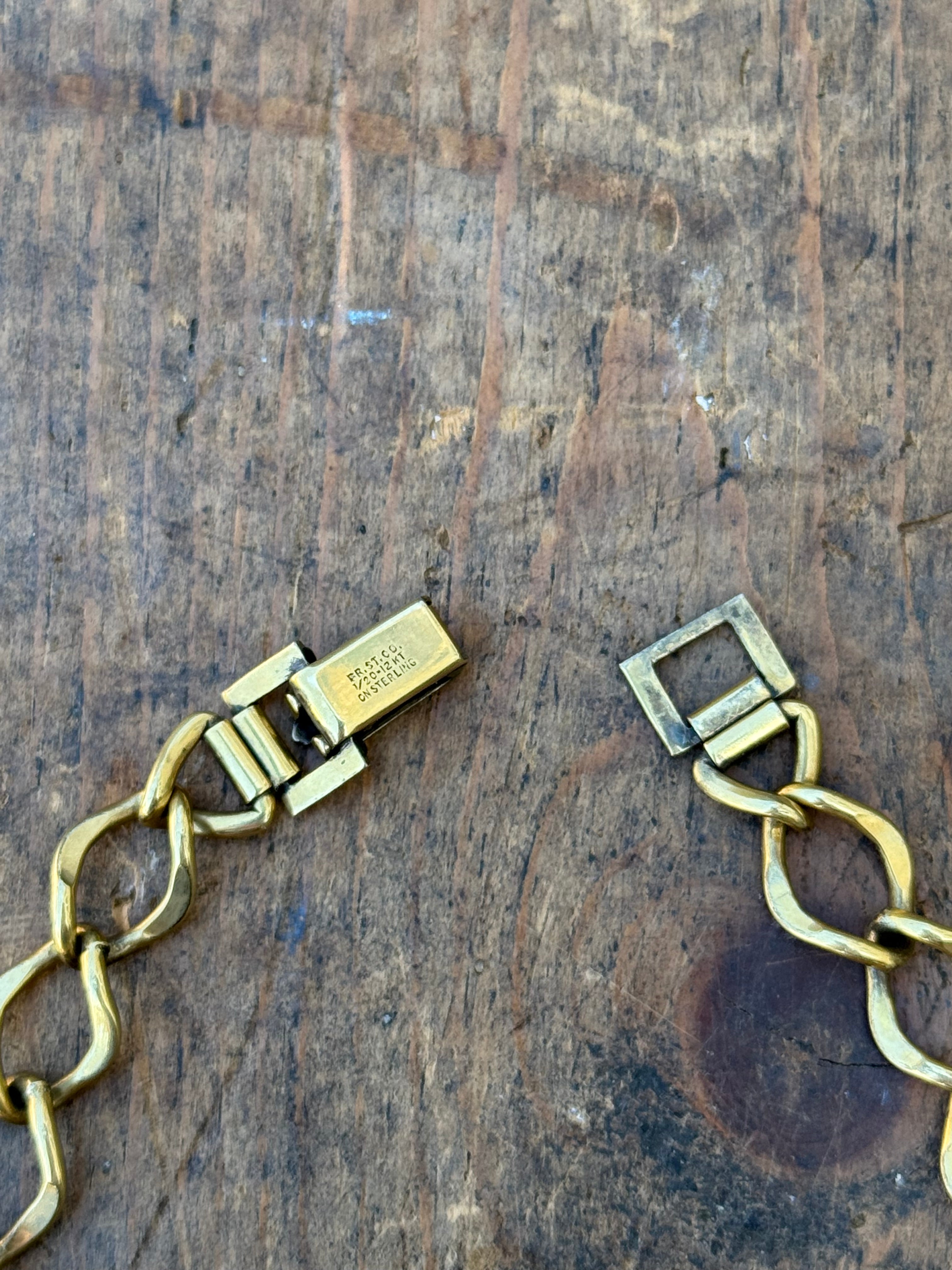Vintage Sterling Silver Gold Plated ID Bracelet 7.75"