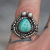 Vintage Sterling Turquoise Roper Ring 6.25