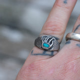 Vintage Sterling Turquoise Bear Paw Ring 5.75