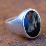 Vintage Sterling Onyx Signet Ring 7.5
