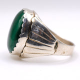 Vintage Sterling Malachite Ribbed Ring 10