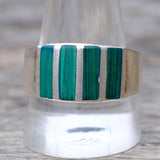 Vintage Sterling Malachite Inlay Band 12