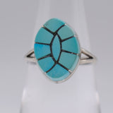 Vintage Sterling Turquoise Inlay Ring 6.25