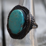 Vintage Sterling Turquoise Feather Ring 7.75