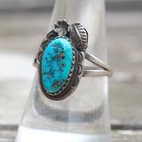 Vintage Sterling Turquoise Feather Ring 8.5