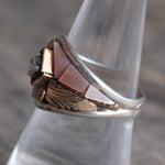Vintage Sterling Mother Of Pearl and CZ Ring 8.25