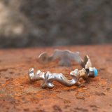 Vintage Sterling Turquoise Sand Cast Cuff