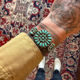 Vintage Sterling Turquoise Cluster Cuff Bracelet