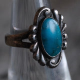 Vintage Sterling Bells Trading Post Turquoise Ring 5.5