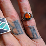 Vintage Sterling Amber Ring 5