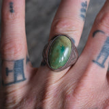 Vintage Sterling Turquoise Stamped Ring 9.75