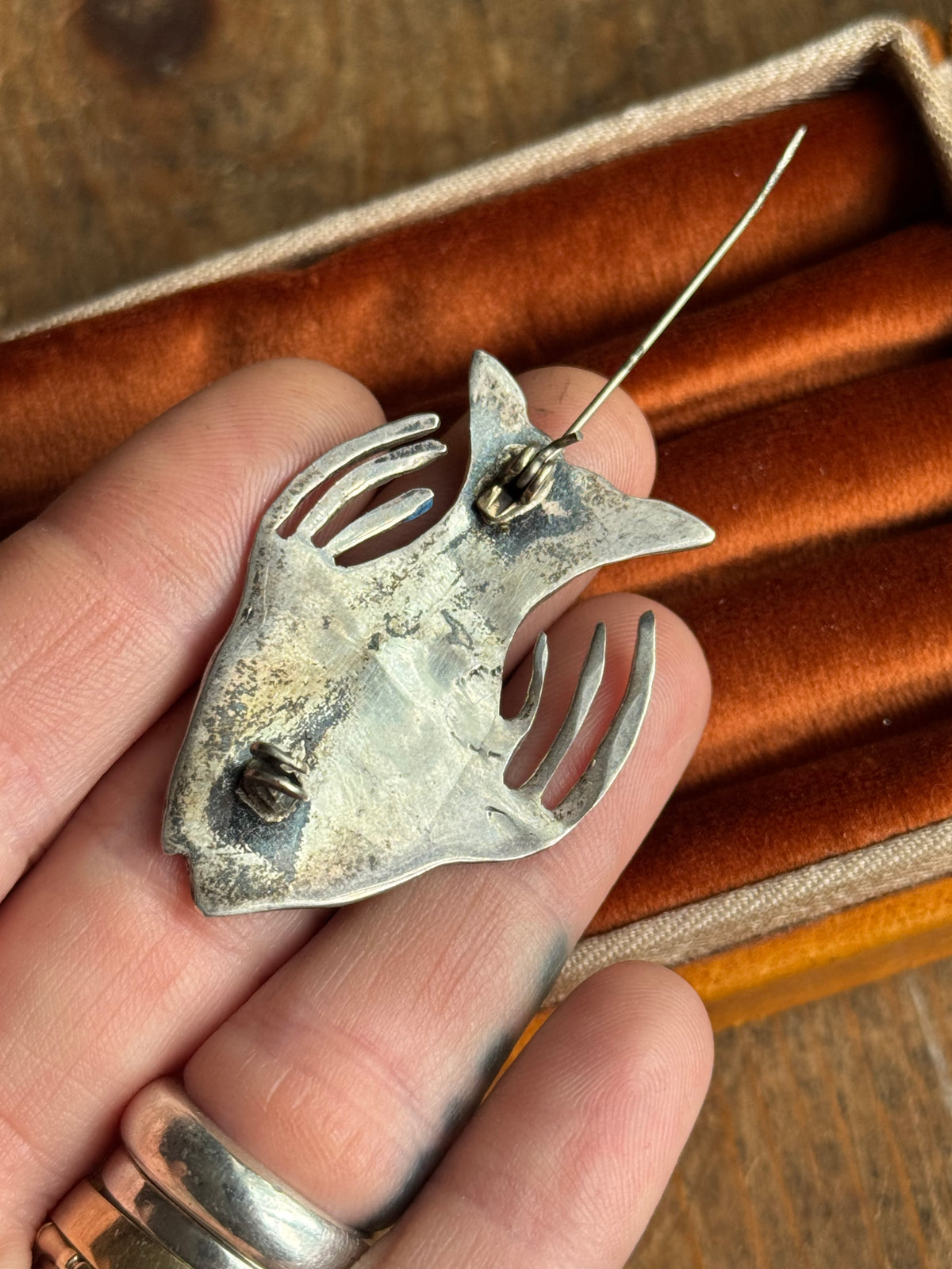 Vintage Sterling Silver Abalone Inlay Fish Pin