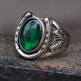 Vintage Sterling Lucky Abalone Horseshoe Ring 9.75
