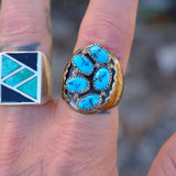 Vintage Sterling Turquoise Cluster Ring 9.5