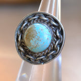 Vintage Sterling Turquoise Chain Ring 5.75