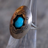 Vintage Sterling Turquoise Shadowbox Ring 5.5