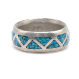 Vintage Sterling Crushed Turquoise Inlay Band 7.25