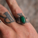 Vintage Sterling Malachite Feather Ring 7.5