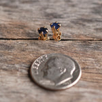 Vintage 14K Gold Blue Saphire Stud Earrings