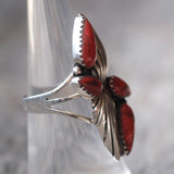 Vintage Sterling Red Jasper Feather Ring 7