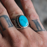 Vintage Sterling Turquoise Thunderbird Ring 8.75