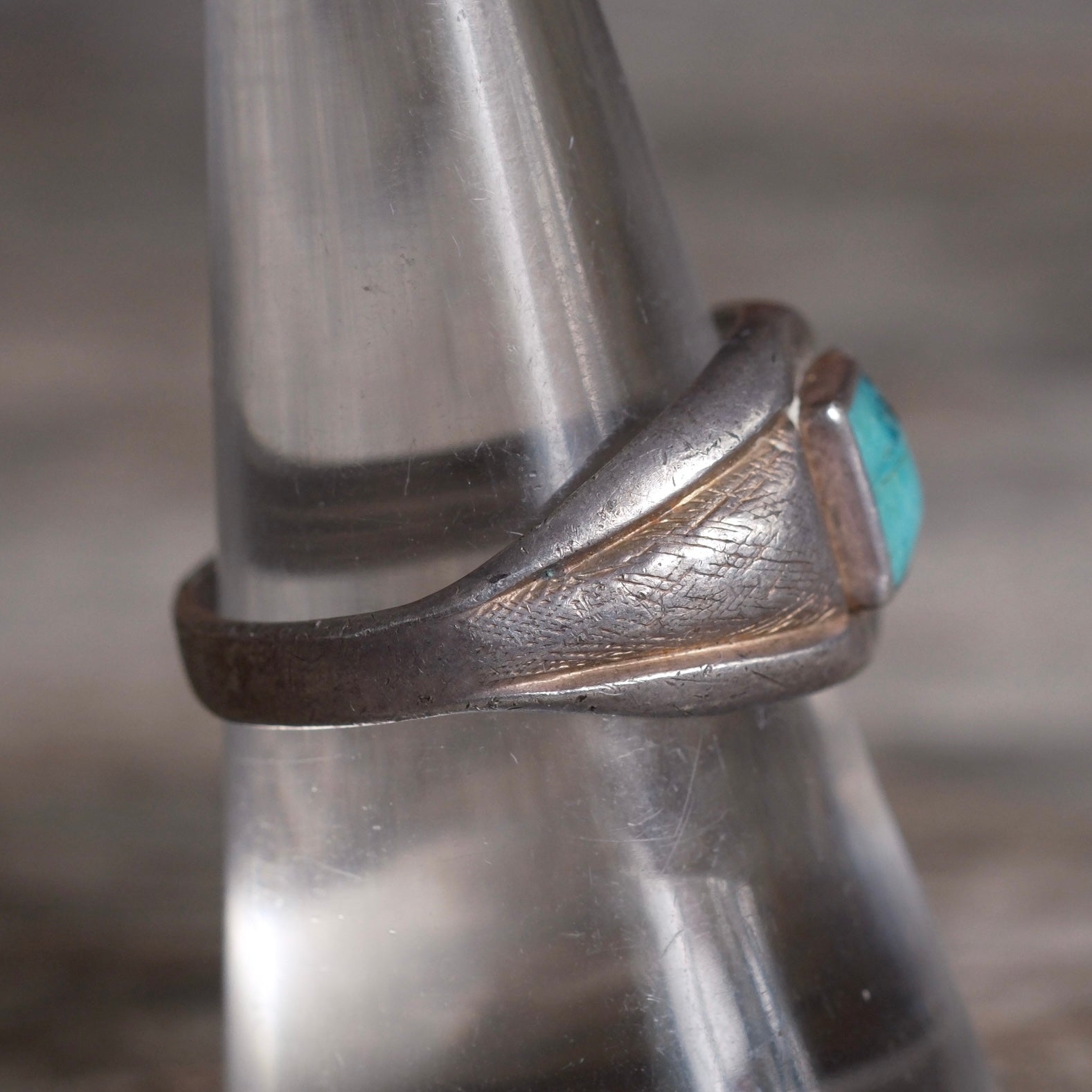 Vintage Sterling Turquoise Trading Post Band Ring 8.25