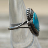 Vintage Sterling Turquoise Feather Ring 7