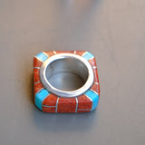 Vintage Sterling Jasper and Turquoise Inlay Band 5.25