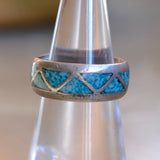 Vintage Sterling Crushed Turquoise Inlay Band 6