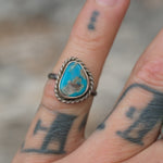 Vintage Sterling Turquoise Roper Ring 4.75