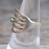 Vintage Sterling Turquoise Sandcast Ring 7.5