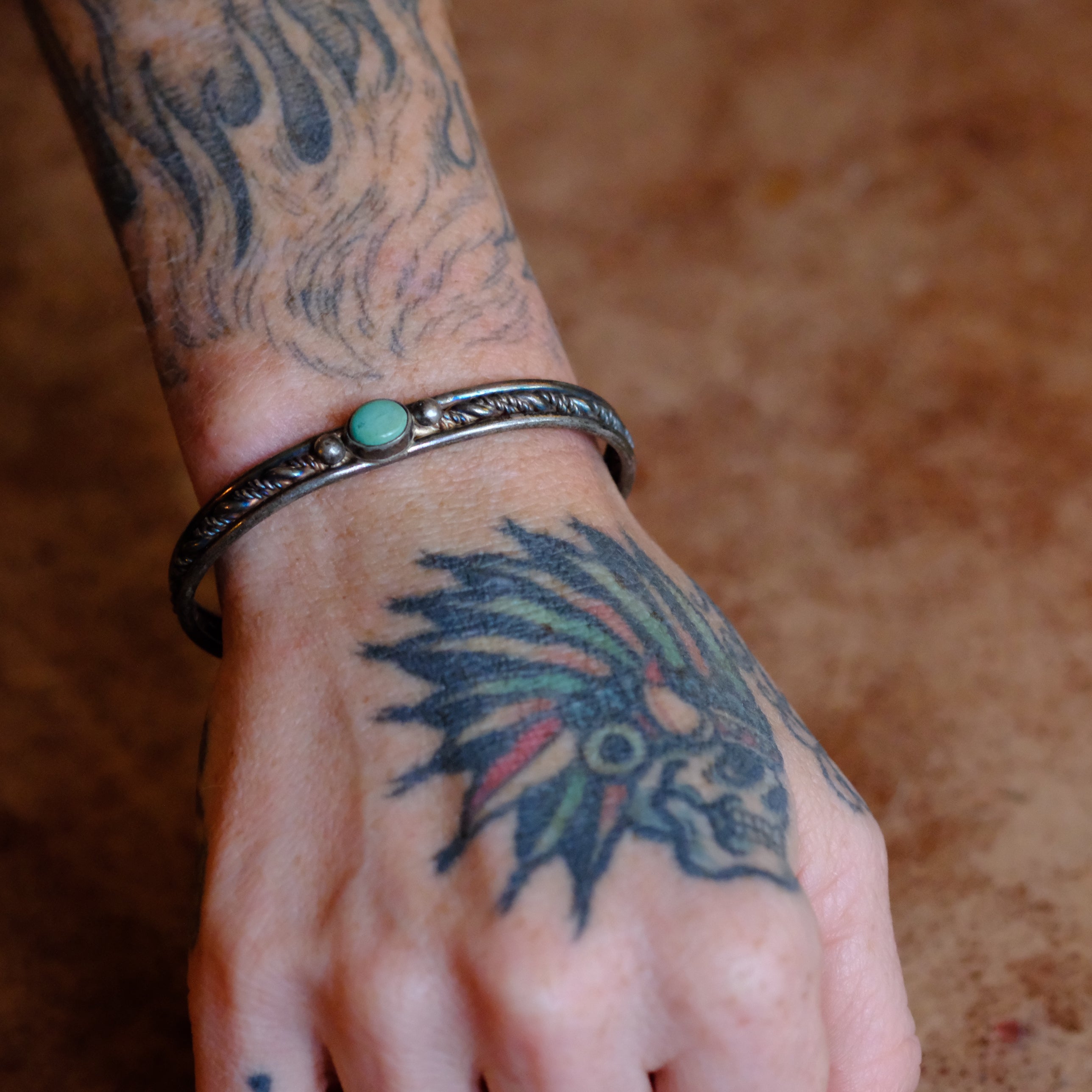Vintage Sterling Turquoise Cuff Bracelet