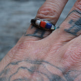 Vintage Sterling Multistone Inlay Band 7