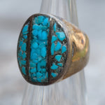 Vintage Sterling Crushed Turquoise Inlay Ring 5