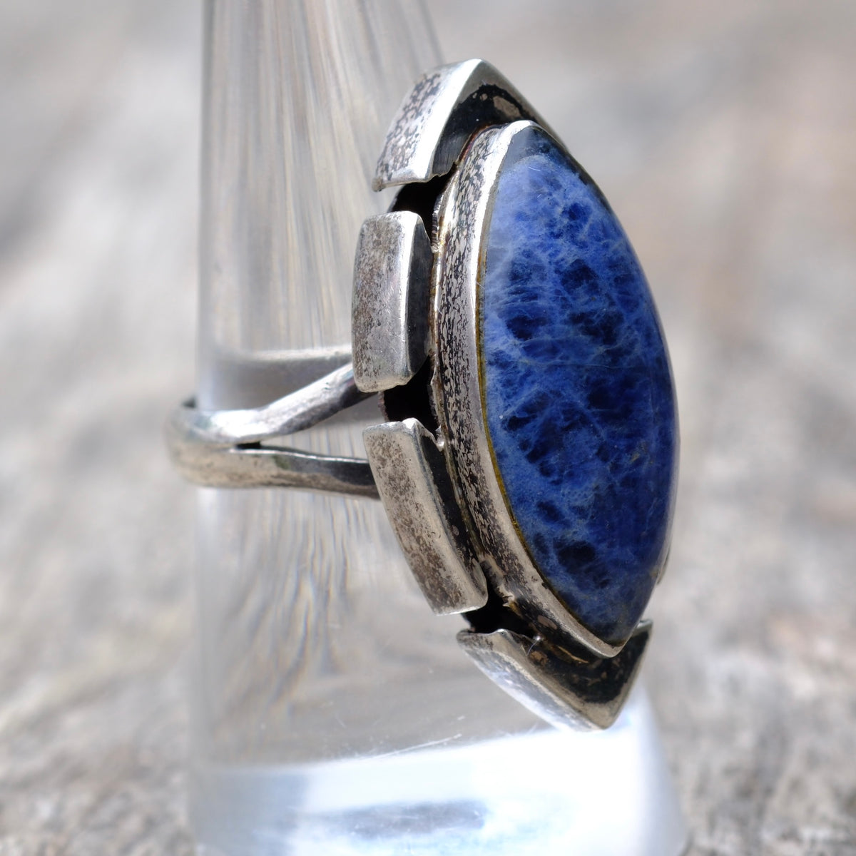 Vintage Sterling Lapis Ring 8