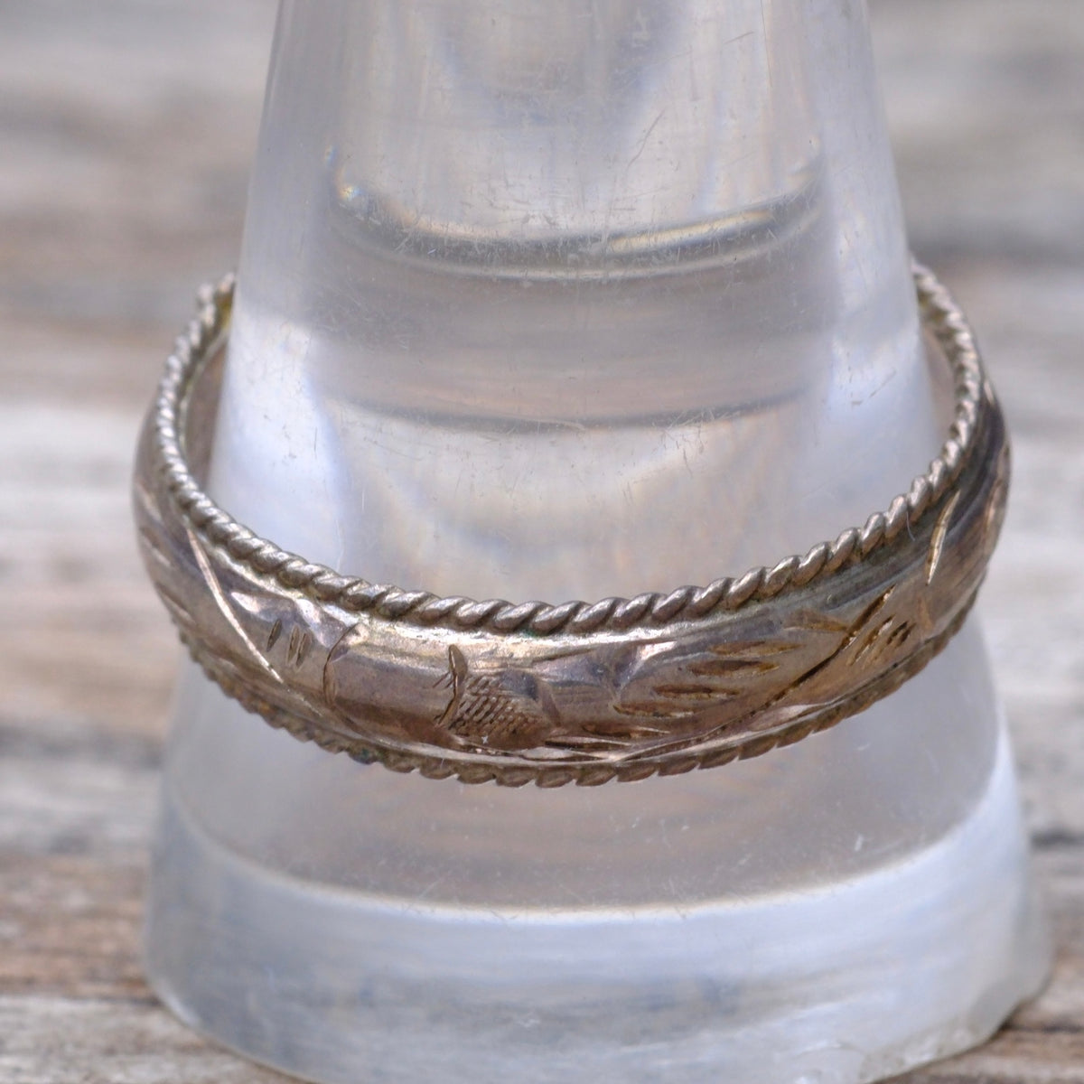 Vintage Sterling Silver Scroll Band Ring 10.75