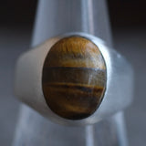 Vintage Sterling Tigers Eye Cab Ring 8.75