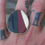 Vintage Sterling Multistone Inlay Ring 9