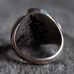 Vintage Sterling Turquoise Feather Ring 10.5