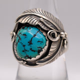 Vintage Sterling Turquoise Feather Ring 9