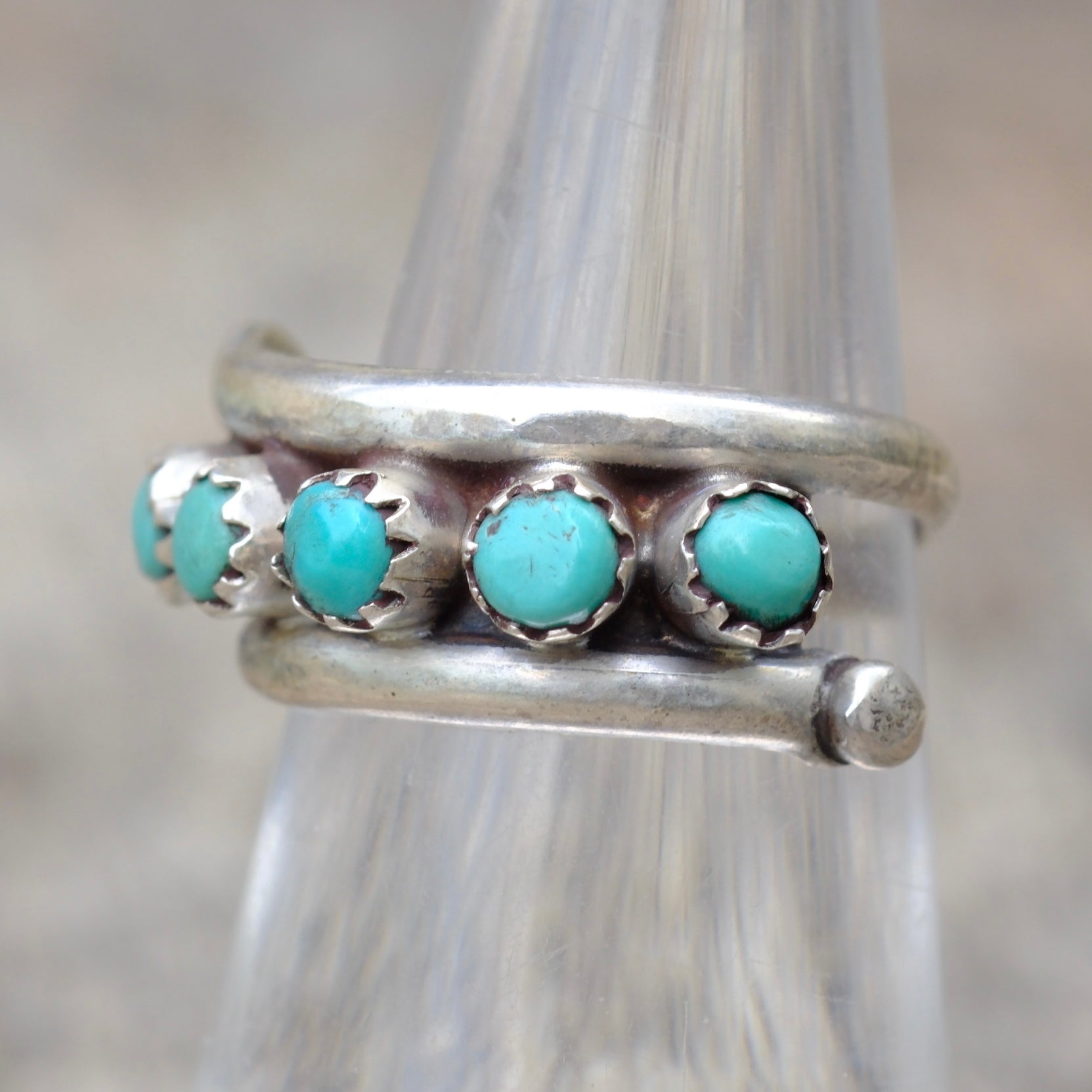 Vintage Sterling Snake Eye Turquoise Band 6.25
