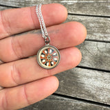Vintage Sterling Enamel Good Luck Hex Necklace