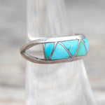 Vintage Sterling Turquoise Inlay Ring 6.25