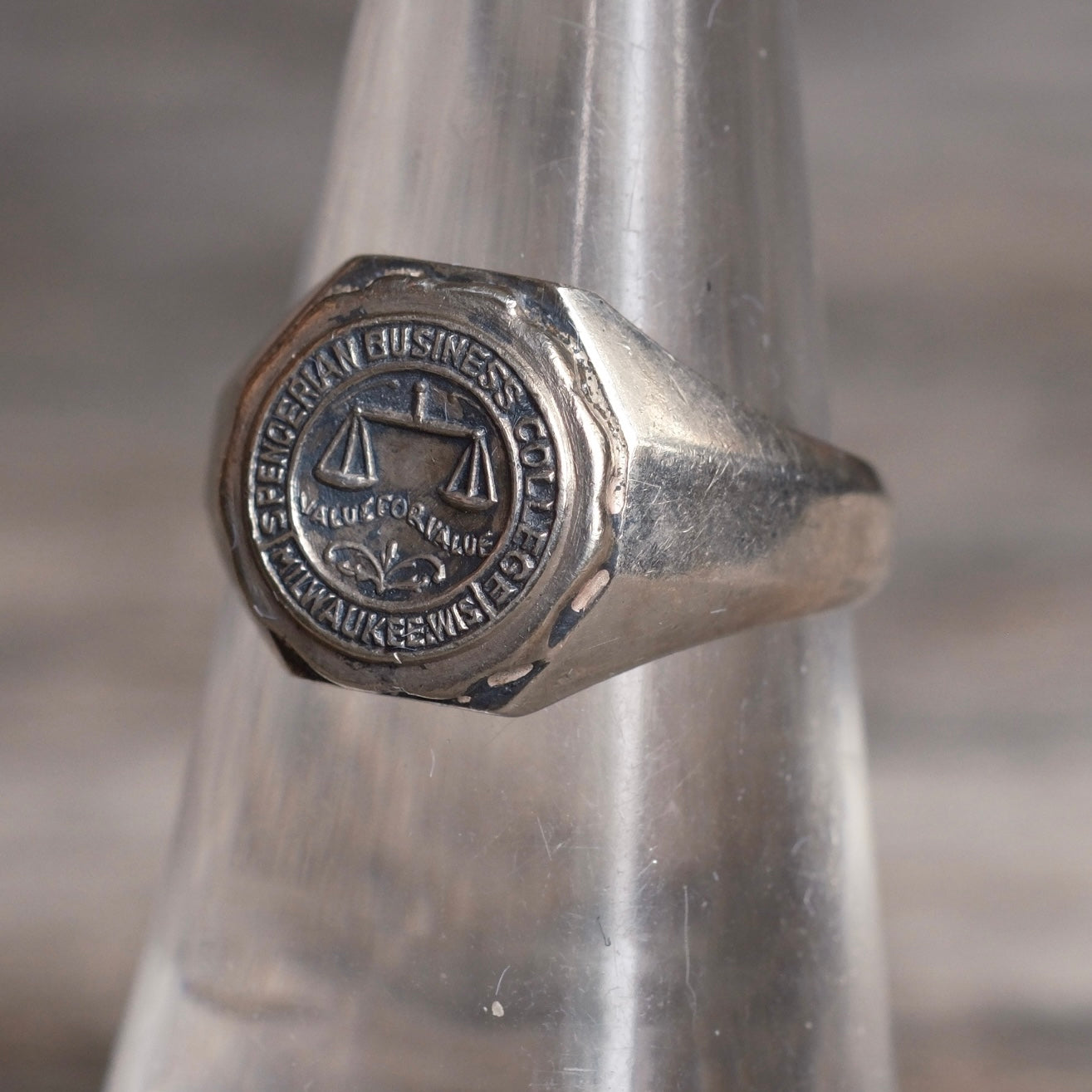 Vintage Sterling Collegiate Signet Ring 6.25